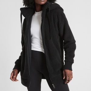 New Athleta Tugga Sherpa Long Jacket M Black